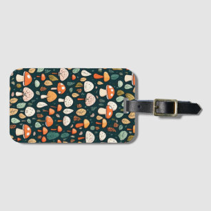 Cute mushrooms leaves cottage core design    luggage tag
