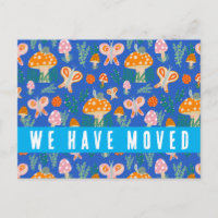 Cute Mushrooms Moving Announcement New Home Snails
