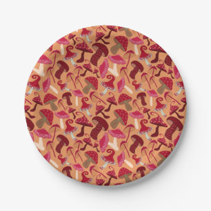 Cute Mushrooms Paper Plate