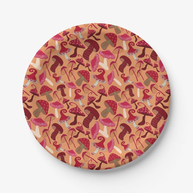 Cute Mushrooms Paper Plate (Front)