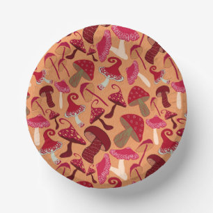 Cute Mushrooms Paper Plate