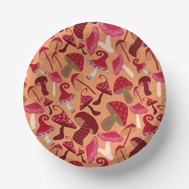 Cute Mushrooms Paper Plate (Front)