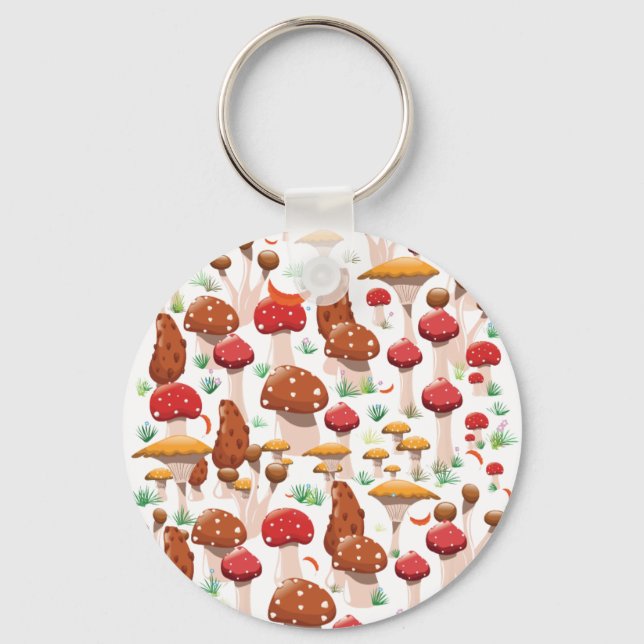 Cute Mushrooms Pattern Key Ring (Front)
