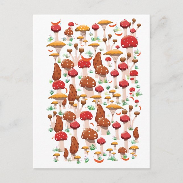 Cute Mushrooms Pattern Postcard (Front)