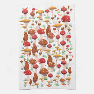 Cute Mushrooms Pattern Tea Towel