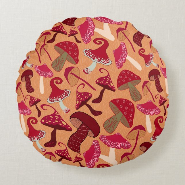 Cute Mushrooms Round Cushion (Front)