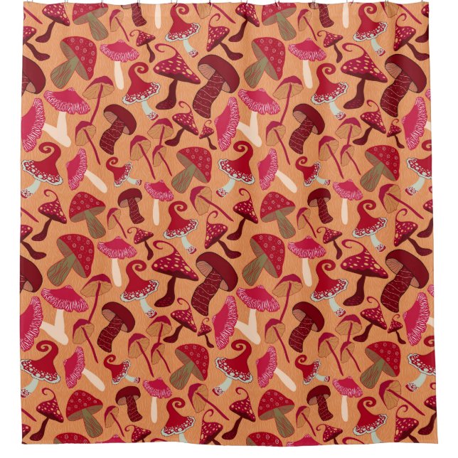 Cute Mushrooms Shower Curtain (Front)