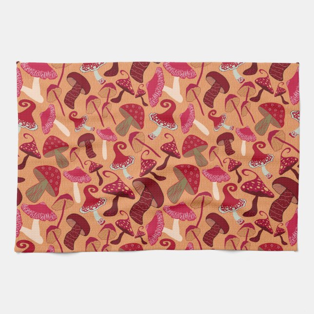 Cute Mushrooms Tea Towel (Horizontal)