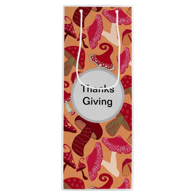 Cute Mushrooms Wine Gift Bag (Front)