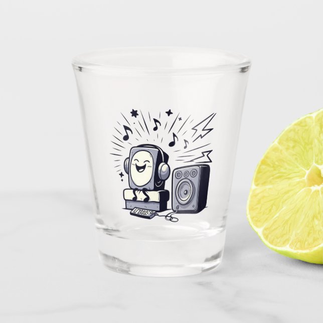 Cute Music Lover – Fun Cartoon Music Tumbler Shot Glass (Front)