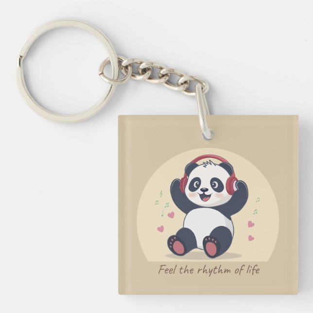 Cute Music Panda Key Ring (Front)