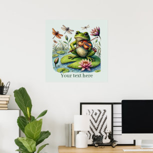 Cute music playing frog customisable poster
