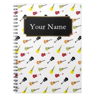 Cute Music Ukulele Pattern with Name Notebook