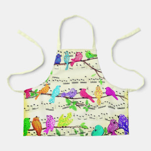 Cute Musical Birds Apron