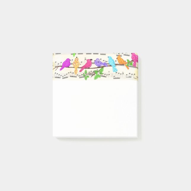 Cute Musical Birds Post-it® Notes (Front)