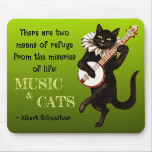 Cute Musical Cat Two Means of Refuge Schweitzer Mouse Mat
