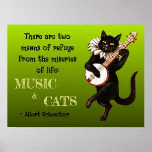 Cute Musical Cat Two Means of Refuge Schweitzer Poster