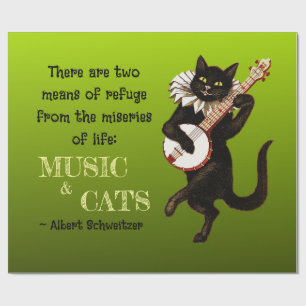 Cute Musical Cat Two Means of Refuge Schweitzer Wrapping Paper