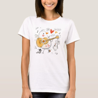 Cute Musical Chick Playing Acoustic Guitar T-Shirt