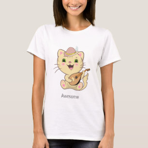 Cute Musical Ginger Caramel Tabby Cat T-Shirt