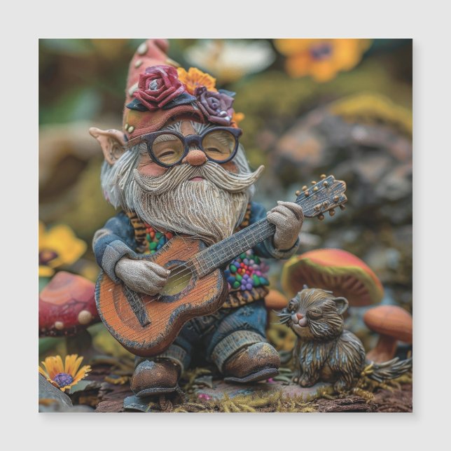Cute musical gnome playing a guitar  (Front)