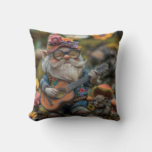 Cute musical gnome playing a guitar cushion