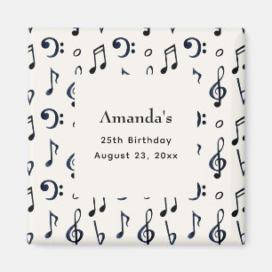 Cute Musical Notes Pattern Birthday Magnet