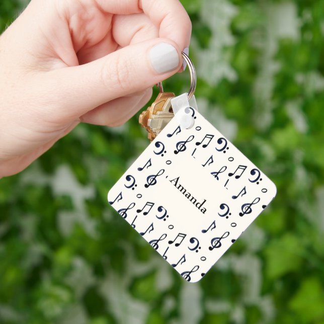 Cute Musical Notes Pattern Key Ring (Hand)