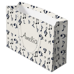 Cute Musical Notes Pattern Large Gift Bag