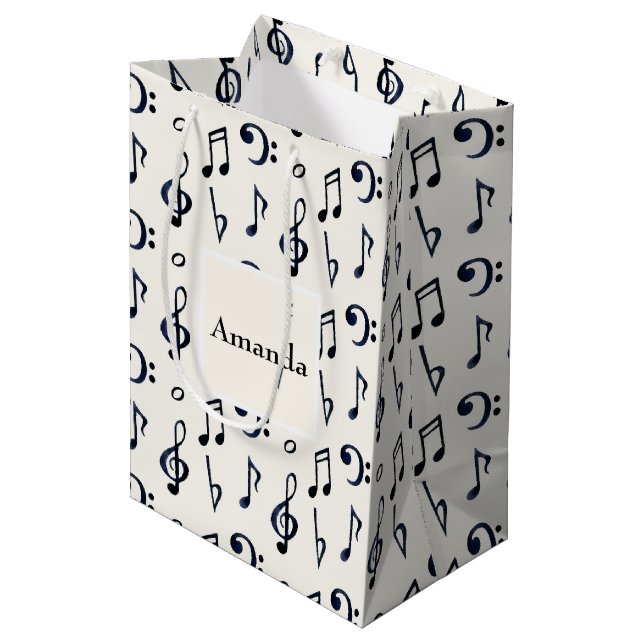 Cute Musical Notes Pattern Medium Gift Bag (Front Angled)
