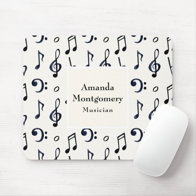 Cute Musical Notes Pattern Mouse Mat (With Mouse)