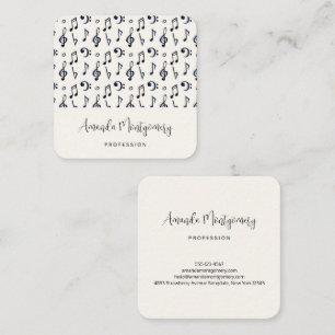 Cute Musical Notes Pattern Square Business Card