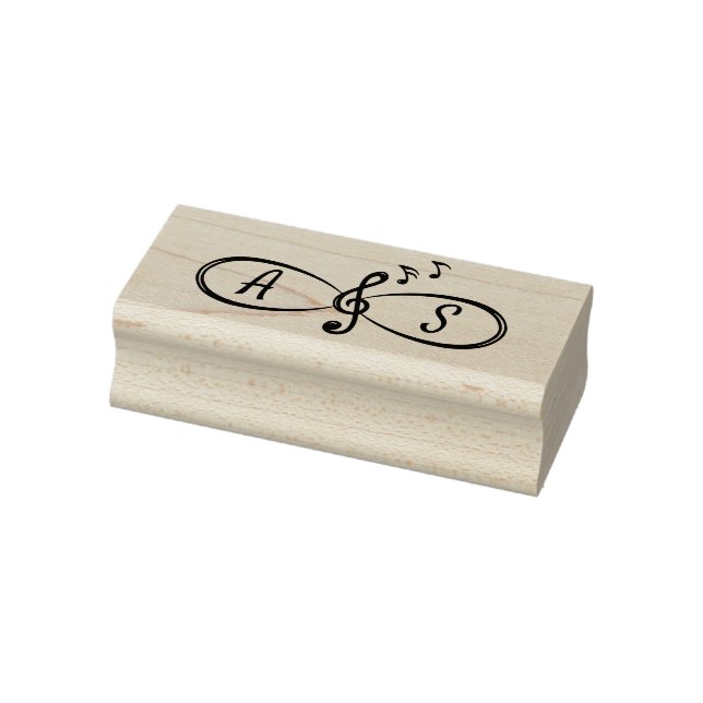 Cute Musical Notes Treble Clef Infinity Monograms Rubber Stamp (Stamp)
