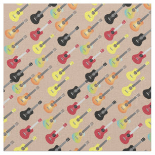 Cute Musical Ukulele Pattern Neutral Fabric
