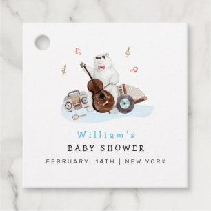 Cute Musician Polar Bear Baby Shower Favour Tags