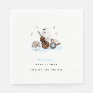 Cute Musician Polar Bear Baby Shower  Napkin