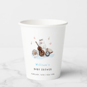 Cute Musician Polar Bear Baby Shower Paper Cups