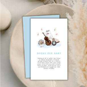 Cute Musician Polar Bear Books For Baby Shower Enclosure Card
