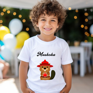 Cute Muskoka Canada Beaver with Red Hat T-Shirt