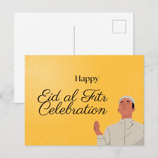 Cute Muslim Boy and Girl Eid Mubarak Postcard (Front/Back)