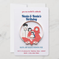 Cute Muslim Family Birthday Card 