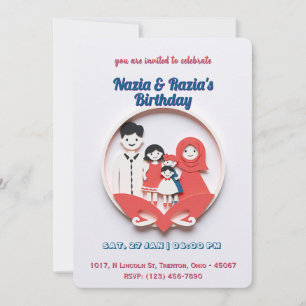 Cute Muslim Family Birthday Card 
