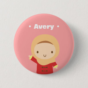 Cute Muslim Girl With Hijab Scarf Winter 6 Cm Round Badge