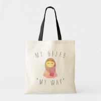 cute muslim girl with hijab tote bag