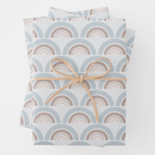 Cute Muted Boho Kid's Pastel Rainbow  Wrapping Paper Sheet