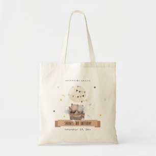 Cute Muted Teddy Hot Ait Balloon Kids Birthday Tote Bag