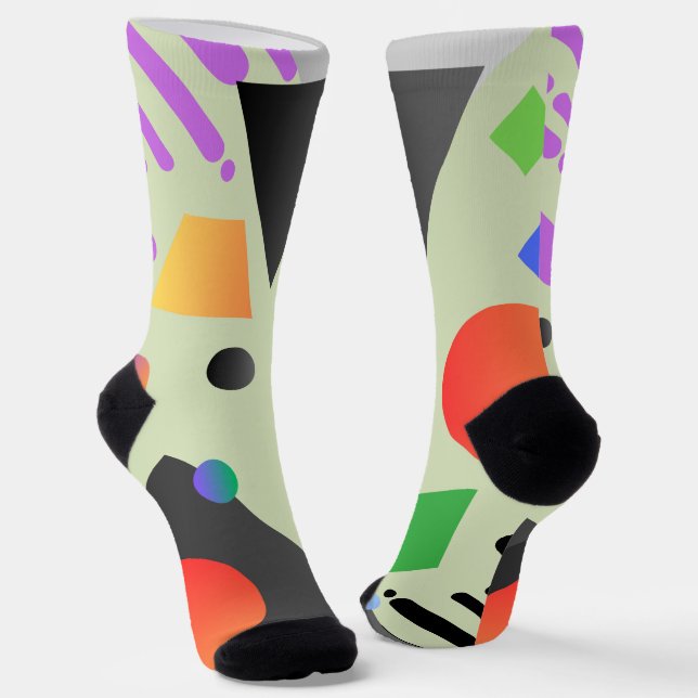 Cute muticolor abstract pattern Modern design Socks (Angled)