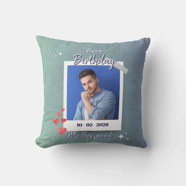 Cute My Boyfriend Birthday Gift Design Cushion (Front)