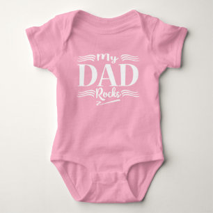 Cute my Dad rocks word art baby girl Bodysuit