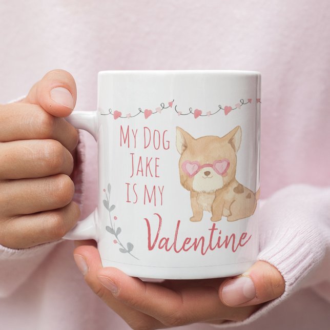 Cute My Dog is My Valentine Personalise  Two-Tone  Coffee Mug (Creator Uploaded)